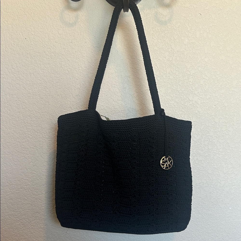 The Sak Black Crochet Tote Bag